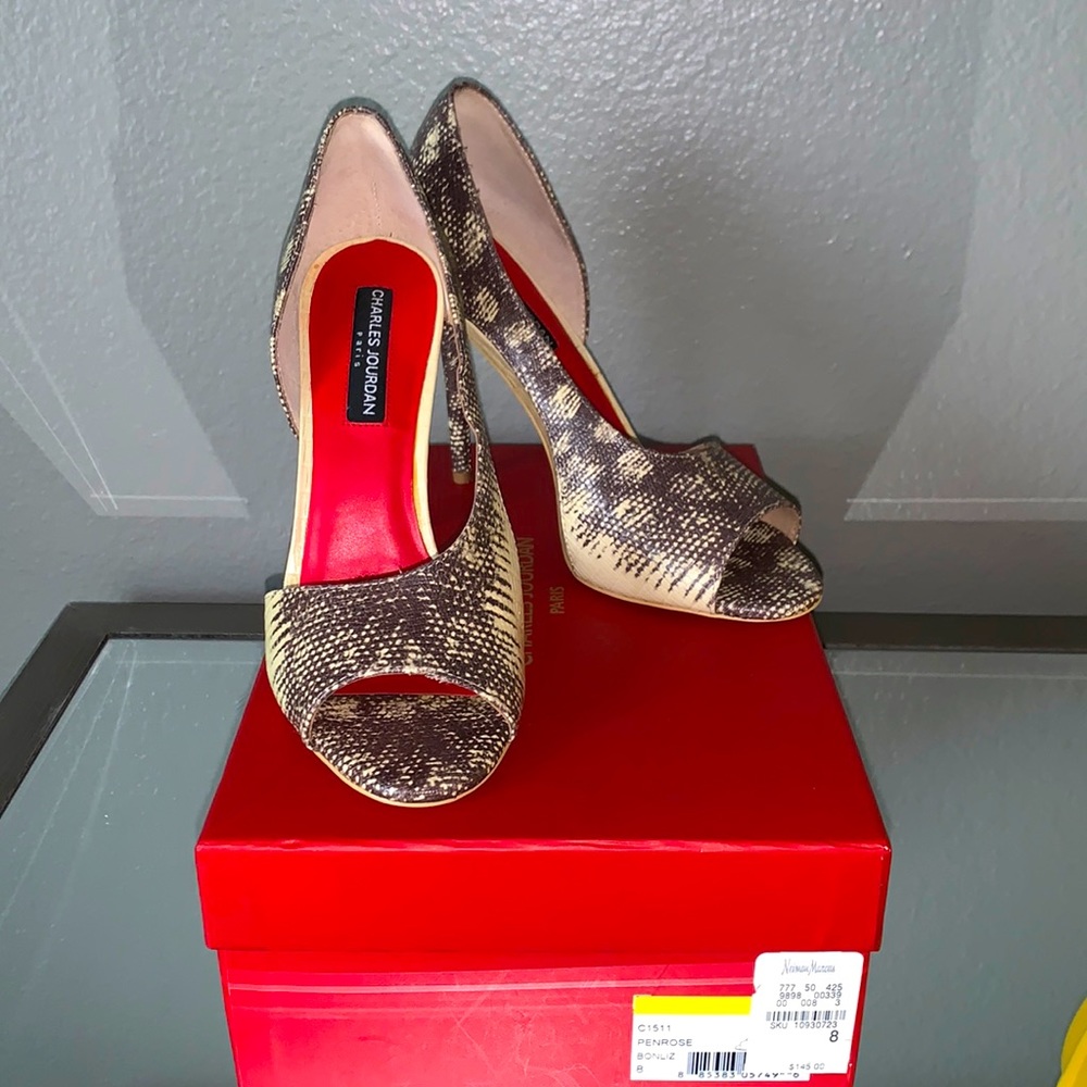CharlesJourdan lizard leather D'Orsay pumps Size8